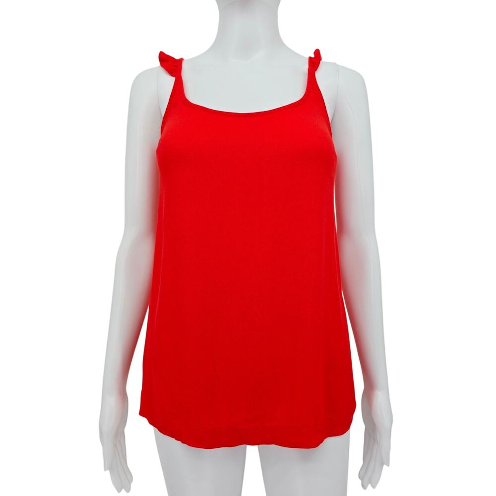 Just Female Women's Life Top Tank Tie Back Ruffle Coral Red S